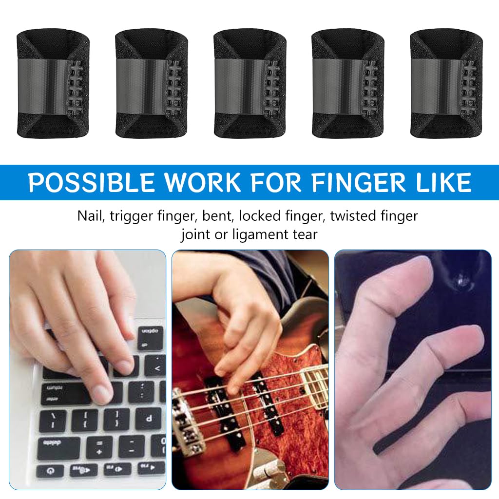 HANNEA 5PCS Trigger Finger Splints, Thumb Finger Brace for Trigger Finger Knuckle Immobilization Pain Relief Finger Support Fits Index Middle Ring Pinky Fingers HANNEA 5PCS Trigger Finger Splints, Thumb Finger Brace for Trigger Finger Knuckle Immobilization Pain Relief Finger Support Fits Index Middle Ring Pinky Fingers